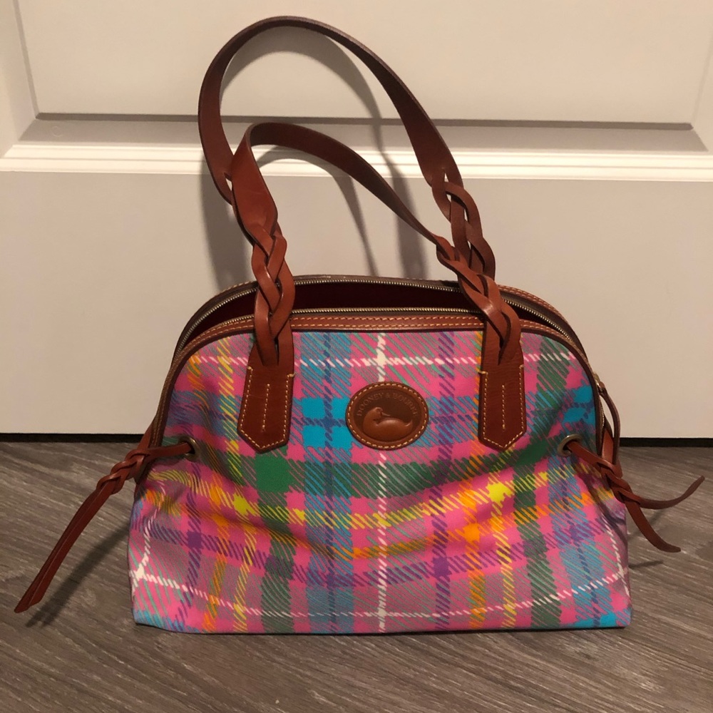 Dooney & Bourke Plaid Handbag w/ Leather Straps